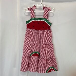 Rare Editions Red and White Gingham Watermelon Dress